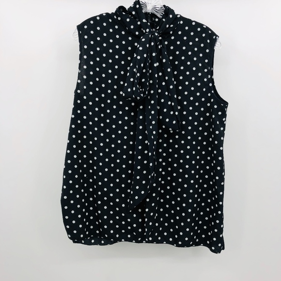 Polka Dot Sheer Tie Neck Blouse - Picture 4 of 5